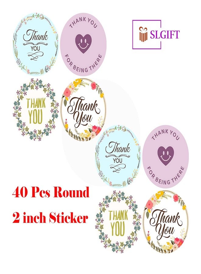 SLGIFT Vinyl Thank You Theme Sticker, Self-Adhesive Vinyl Stickers, 40 Pieces, 2 x 2 Inches Round Sticker, 4 Unique Designs, R102 - Image 4